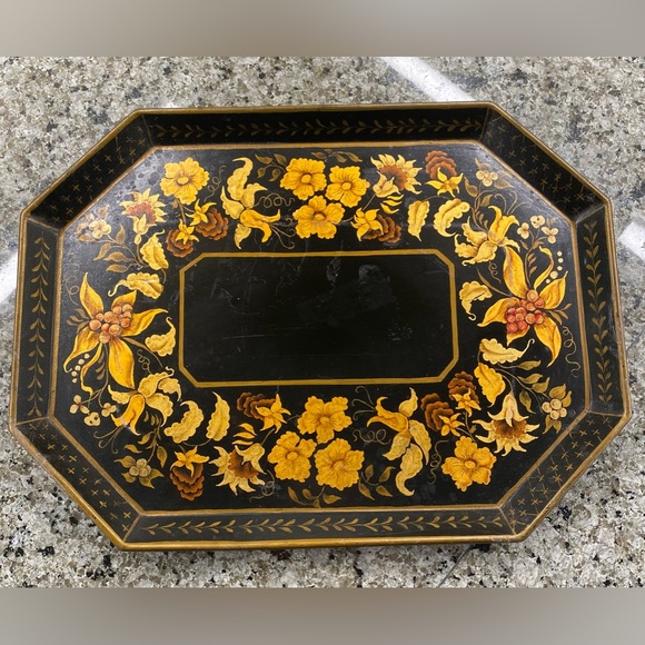 1950’s Hand Painted Metal Tray - Picture 2 of 6